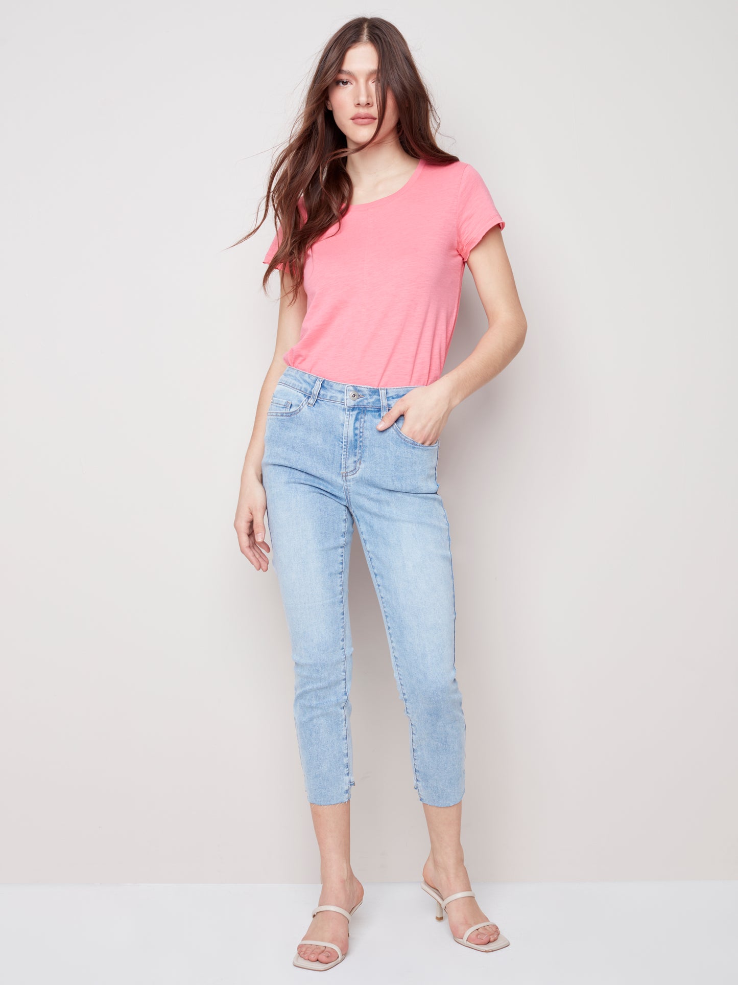 Charlie B Spring/Summer 2023-C5415-431A-Denim Pant-LT Blue - The Coach Pyramids