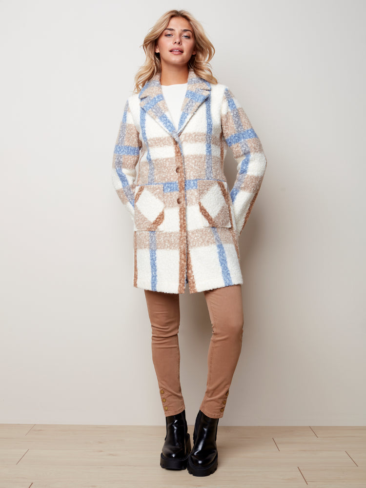 Plaid Boucle Knit Coat - C6141RR - The Coach Pyramids