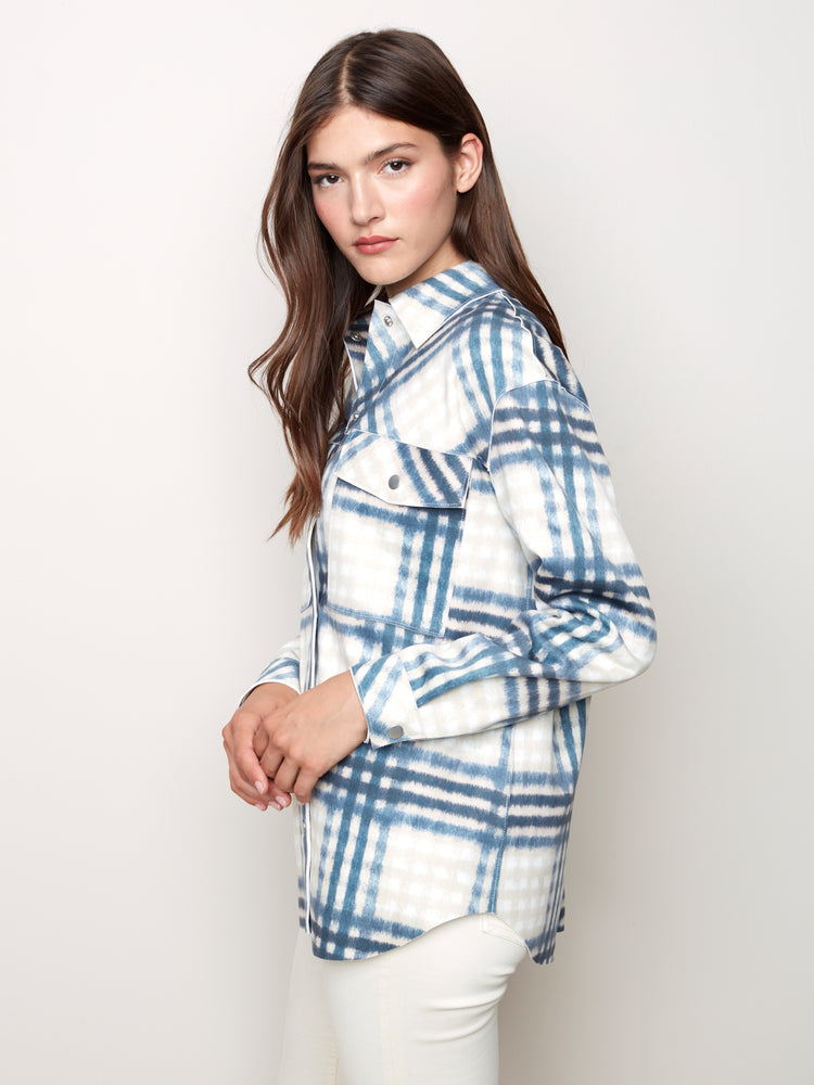 Plaid Scuba Shirt Jacket - C6217 - The Coach Pyramids