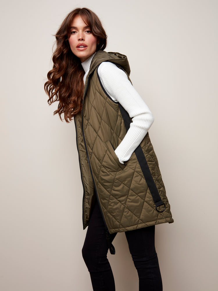 Diamond Quilted Hooded Puffer Vest - C6221 - The Coach Pyramids
