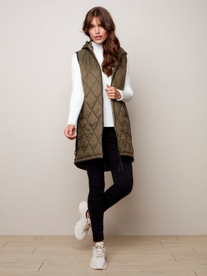 Diamond Quilted Hooded Puffer Vest - C6221 - The Coach Pyramids
