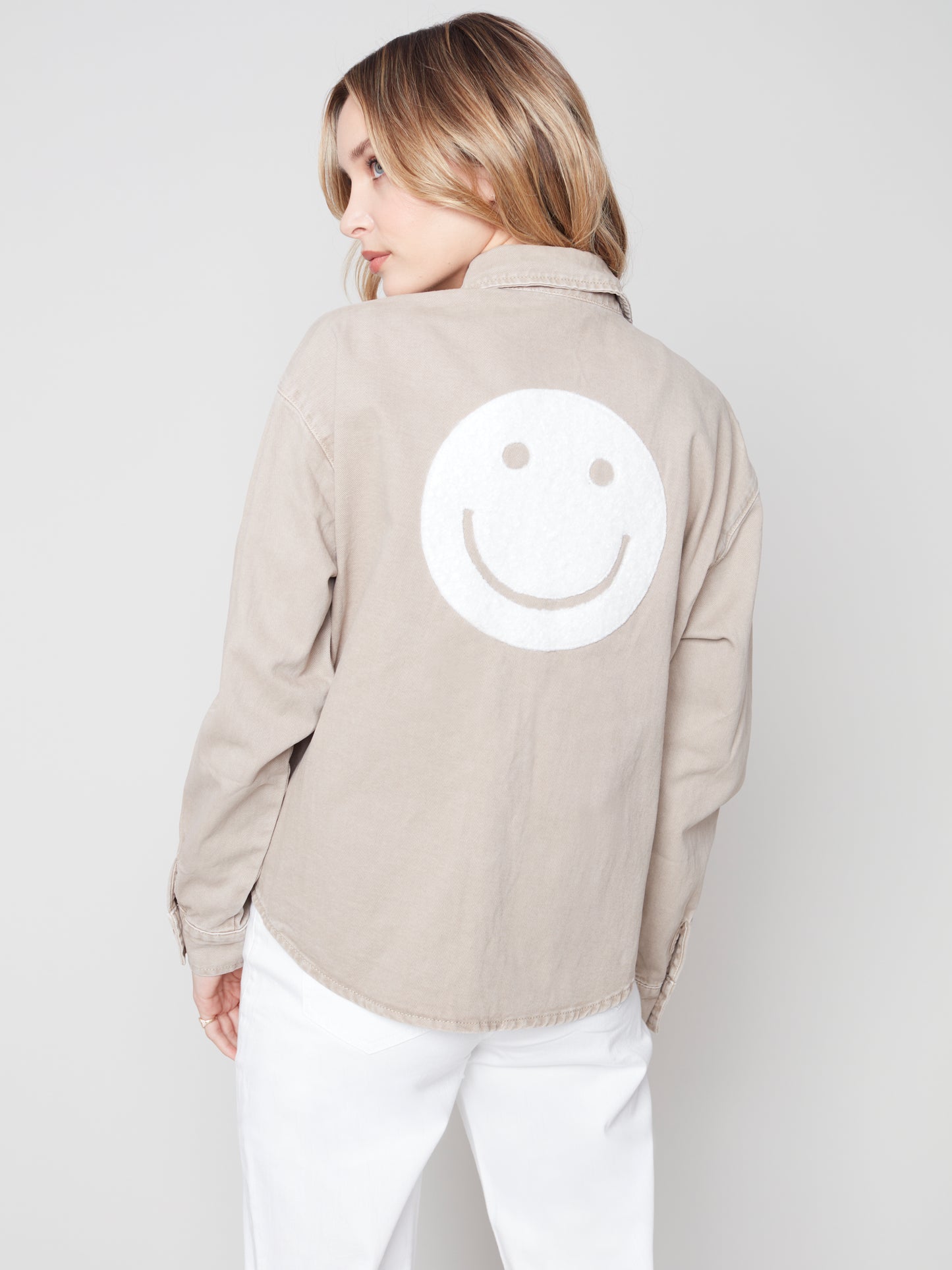 Charlie B Spring/Summer 2023-C6234 -351B- Twill Jacket -Greige - The Coach Pyramids