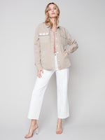 Charlie B Spring/Summer 2023-C6234 -351B- Twill Jacket -Greige - The Coach Pyramids