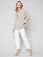 Charlie B Spring/Summer 2023-C6234 -351B- Twill Jacket -Greige - The Coach Pyramids