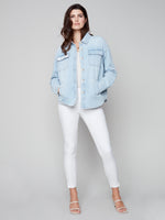 Charlie B Spring/Summer 2023-C6234 -570B-Denim Jacket-Bleach Blue - The Coach Pyramids