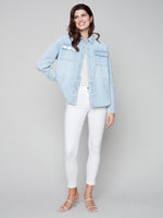 Charlie B Spring/Summer 2023-C6234 -570B-Denim Jacket-Bleach Blue - The Coach Pyramids