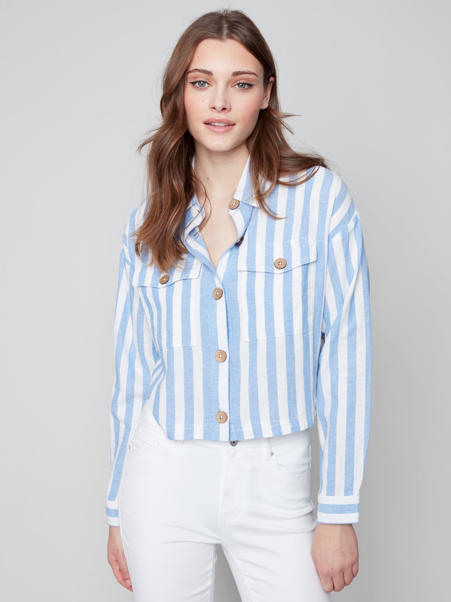 Charlie B Spring/Summer 2023-C6240-591B-Jacket-Blue - The Coach Pyramids