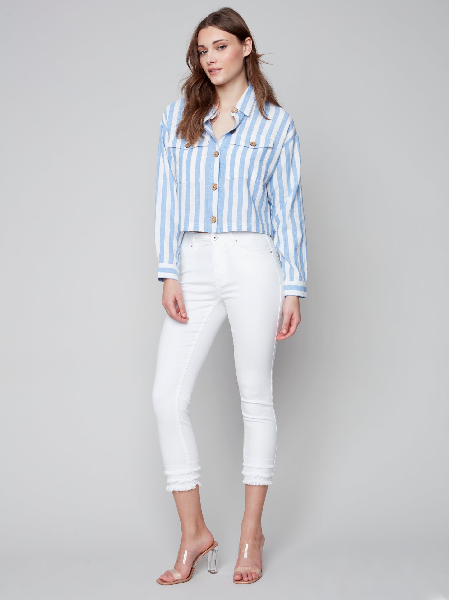 Charlie B Spring/Summer 2023-C6240-591B-Jacket-Blue - The Coach Pyramids