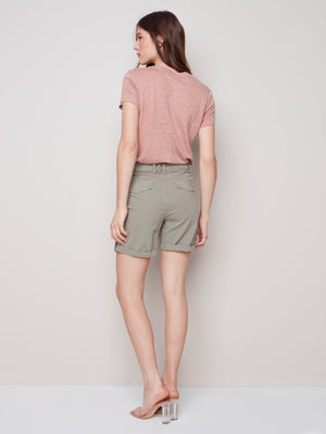 Charlie B Spring/Summer 2023- C8041R- 094B-Cargo Shorts -Celadon - The Coach Pyramids