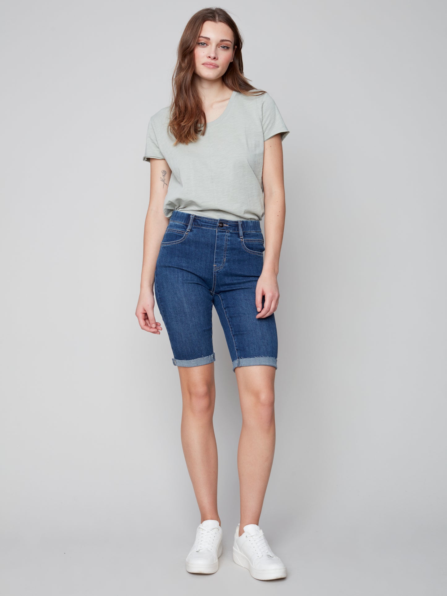 Charlie B Spring/Summer 2023-C8048-431A-Denim Short-Indigo - The Coach Pyramids
