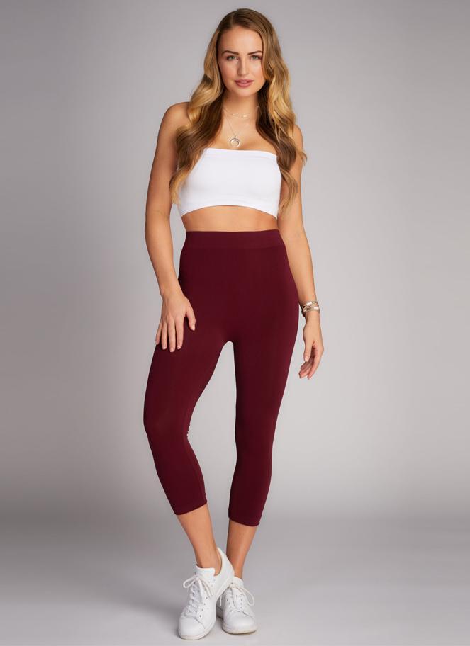 Buy online Brown Viscose Three-fourth Leggings from Capris