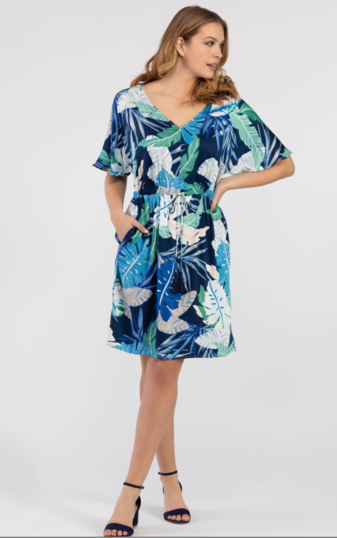 Tribal - 782O TROPICAL LEAF PRINT DRESS - The Coach Pyramids