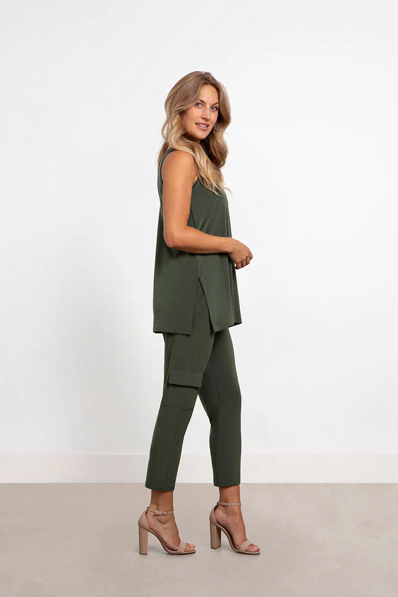 Sympli Spring/Summer 2023-21198-Tank Top-Melange Olive - The Coach Pyramids