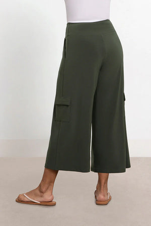 Sympli Spring/Summer 2023-27250-Crop Pant-Melange Olive - The Coach Pyramids