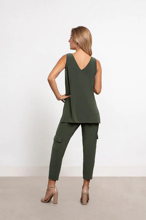 Sympli Spring/Summer 2023-21198-Tank Top-Melange Olive - The Coach Pyramids